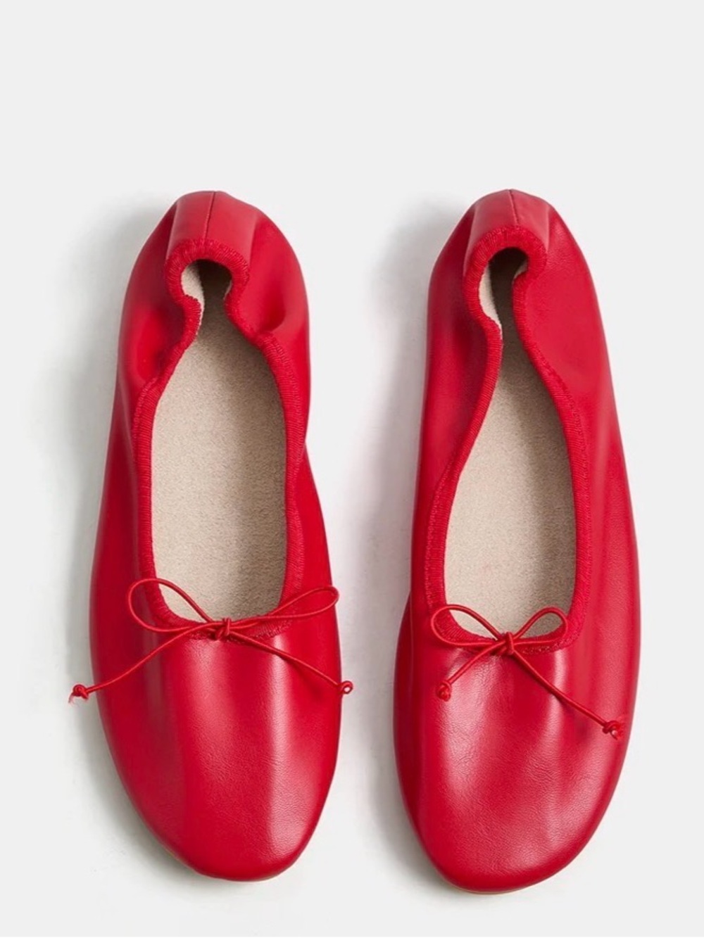 Commense Red Bow Ballet Flats